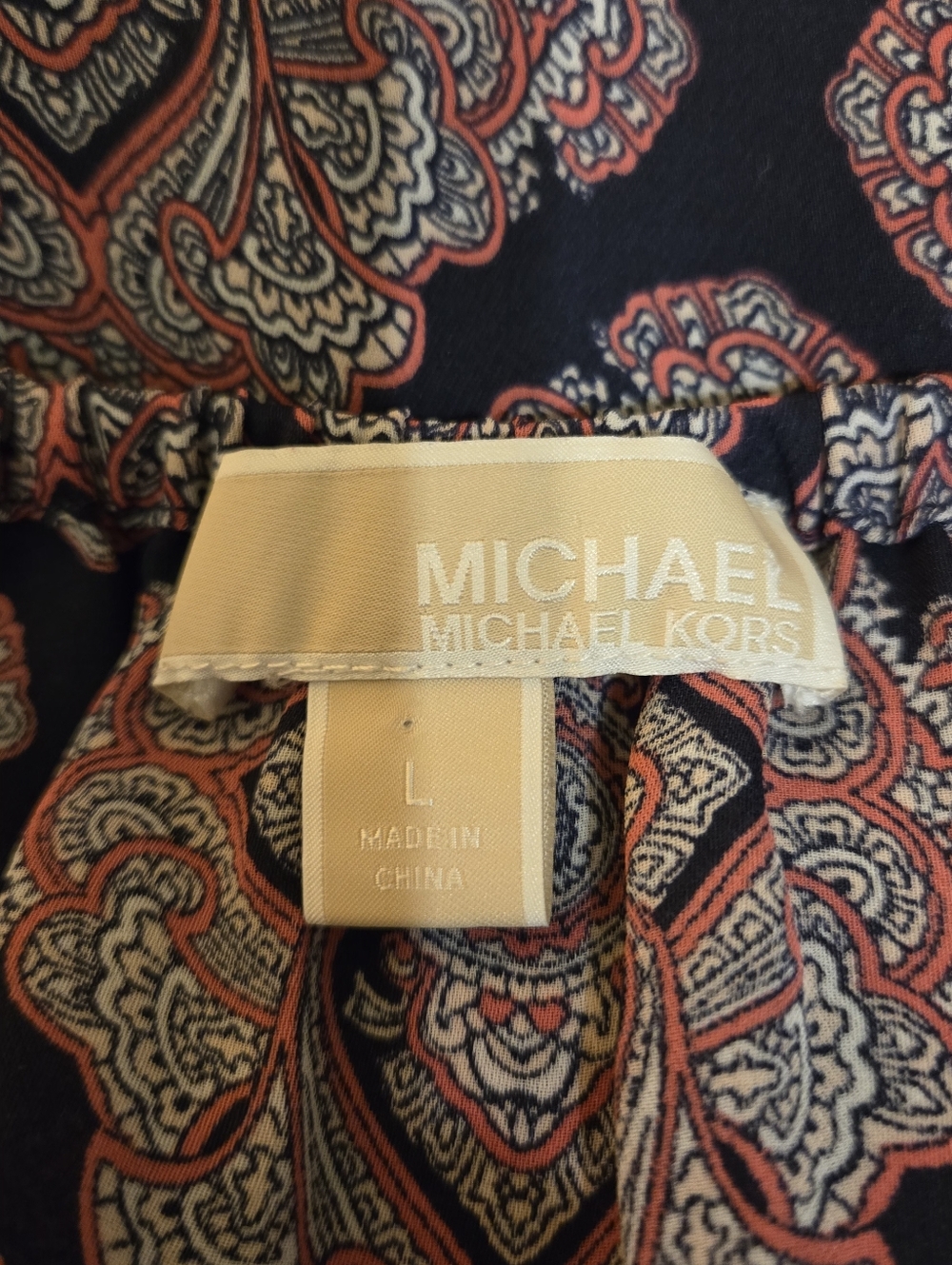 Michael Kors Women's Navy Pink Patterned Peasant Top Size Large Nautical Preppy - Picture 6 of 9